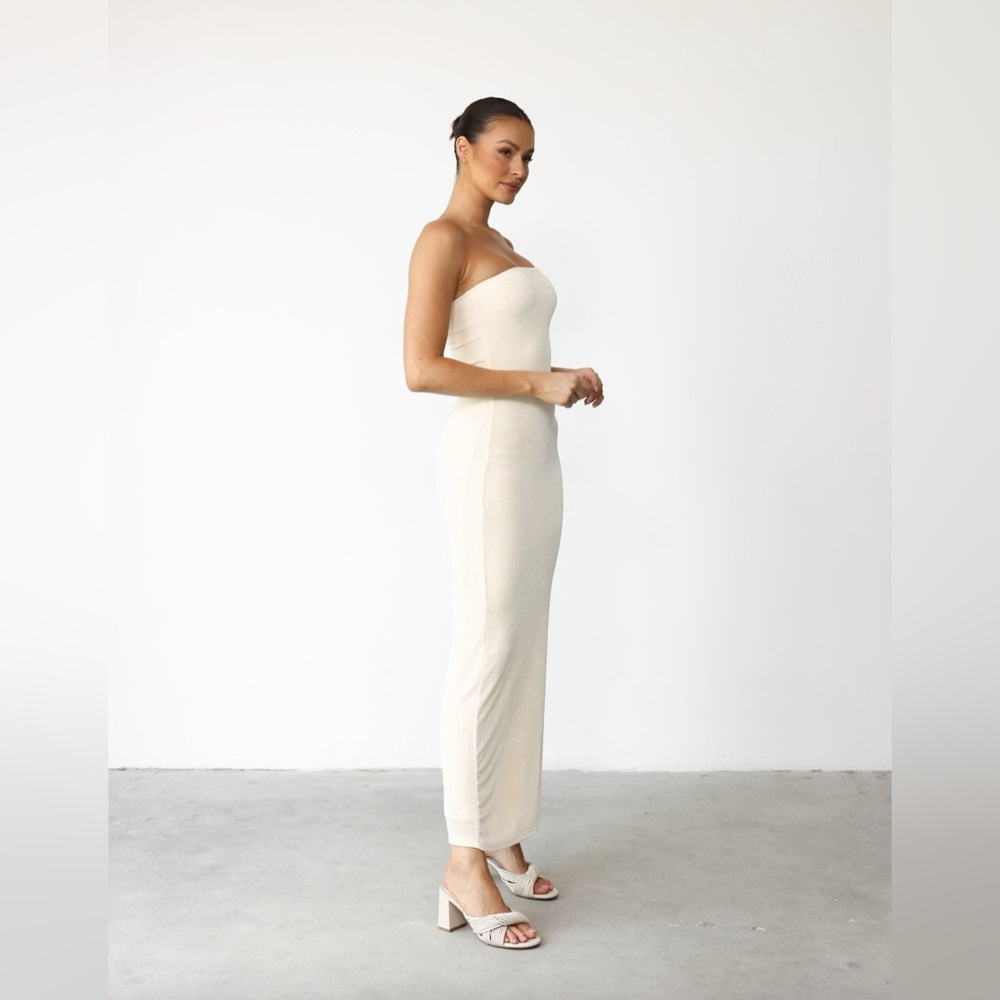 Cream Ivory Strapless Maxi Dress